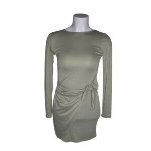 Altar'd State Faux Wrap Long Sleeve Bodycon Dress Green Casual Womens XS